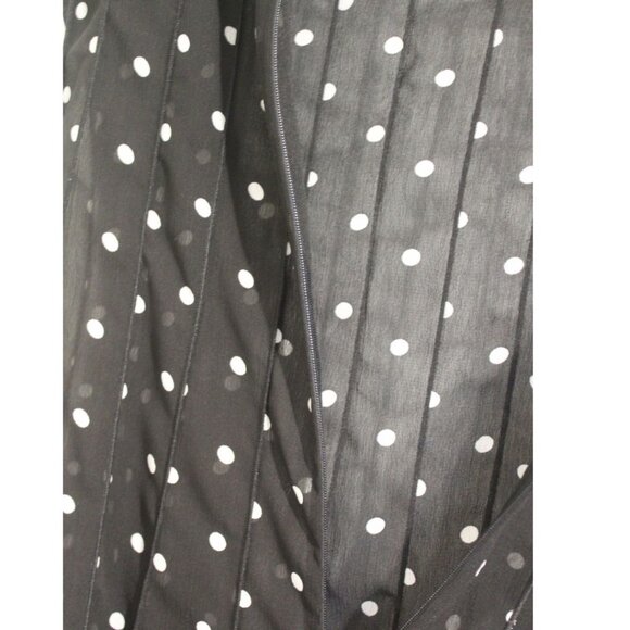 Sandra Darren Brown Polka dot Ruffled Hem Sheer Midi Dress Black Paneled Sz M - Picture 6 of 11
